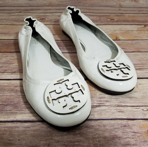 Tory Burch Shoes - Tory Burch 7 Reva White Ballet Slip Ons Flats